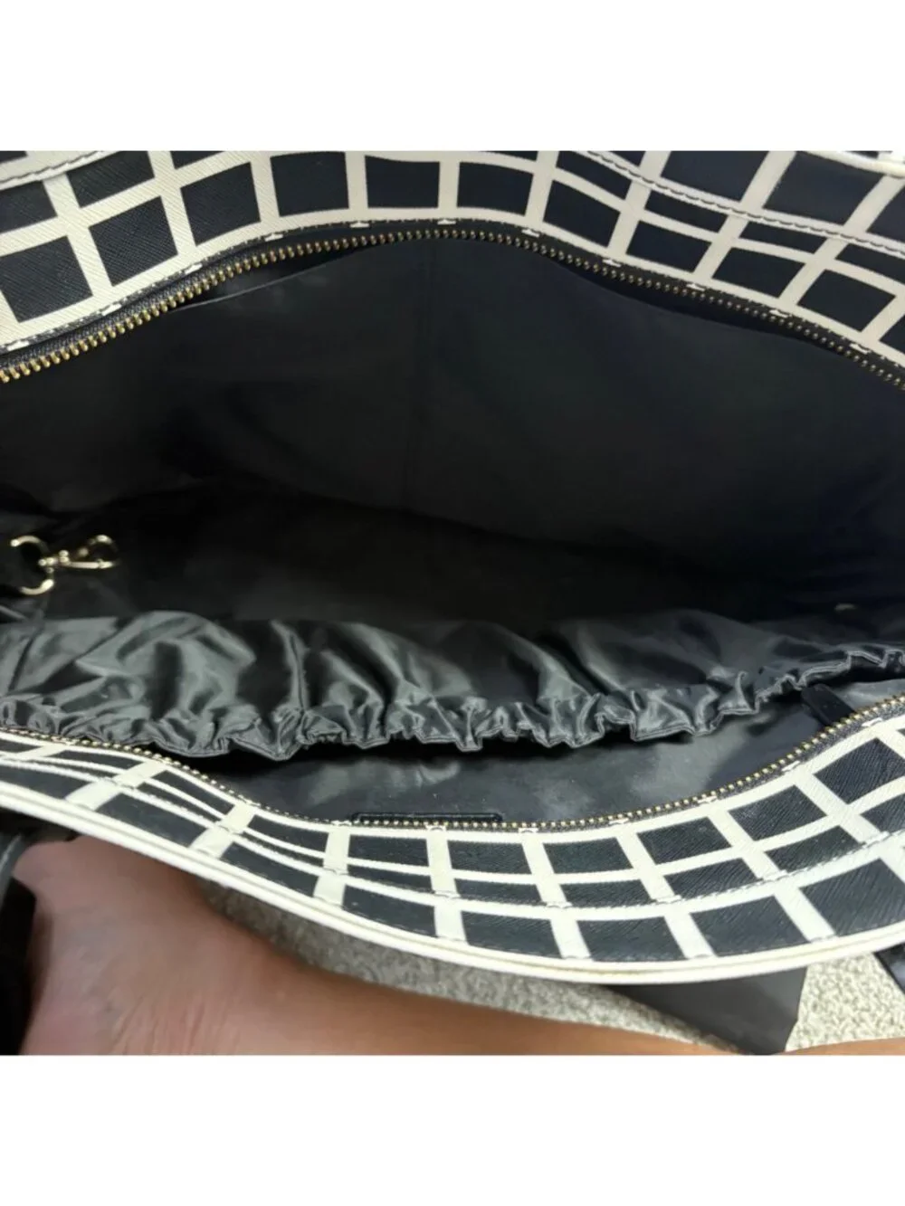 Kate Spade Diaper Bag Black White Check with Changing Pad flaw